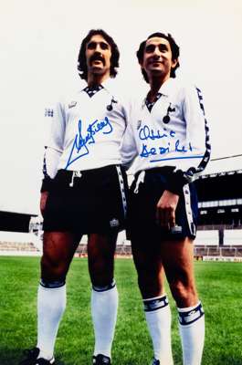 Tottenham Hotspur,- Ossie Ardiles & Ricky Villa 1978, large 16 by 12in. colour photographic autographed display, photograph: World Cup winners Osvaldo