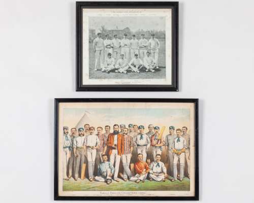 Six framed cricket prints