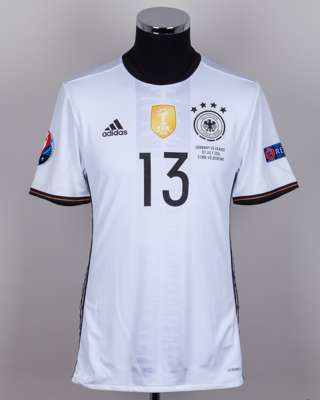 Thomas Muller white No.13 Germany v. France short-sleeved shirt, 2016