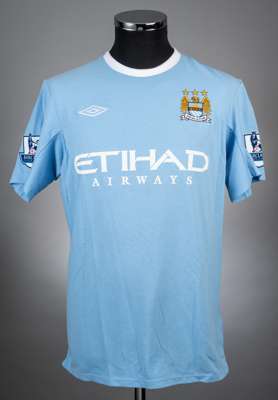 Pablo Zabaleta sky blue Manchester City no.5 jersey from the 2009-10 Premier League season.
 Player issued Umbro short sleeved example with the Barcla