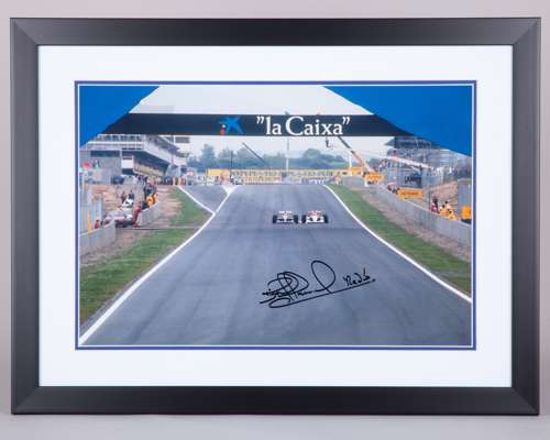 Nigel Mansell Signed “Ayrton Senna Wheel-to-Wheel” Framed Print