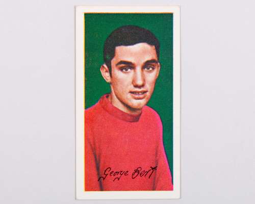 Extremely rare George Best 1964 Famous Footballers Card, No.29, by Barratt and Co