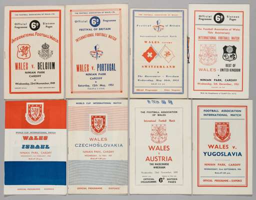 Wales home programmes v overseas opposition, 1949-83,
 includes v Belgium 23rd November 1949; v Portugal FOB 12th February 1951; v Switzerland FOB 16t