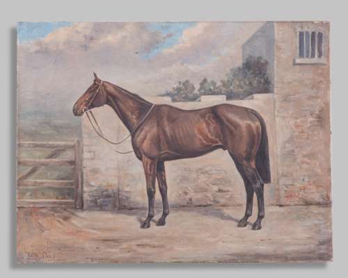 William Dack (British, 20th century) oil portrait of a racehorse
