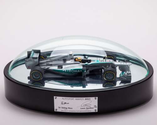 Autosport Awards 2013 Signed Lewis Hamilton & Sir Stirling Moss Model Car Display