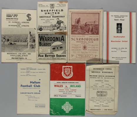 A selection of programmes including Rotherham v Wednesday reserves single sheet featuring George McCabe in goal for The Wednesday, 
 (7)