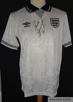 Paul “Gazza” Gascoigne signed England replica shirt as worn by the team during Italia 90 and The Tears Of Gazza moment, 
 comes with COA and Photograp