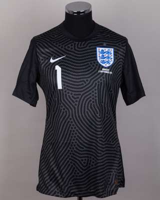 Jordan Pickford black No.1 England v. Hungary goalkeeper shirt, 2021