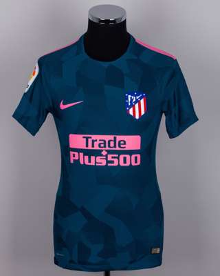 Antoinne Griezmann blue and pink No.7 Atletico Madrid match issued short-sleeved shirt