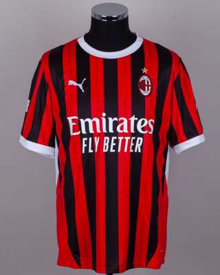 Martin Laursen red and black No.24 AC Milan Gloria v. Spurs Legends short-sleeved shirt, 2025