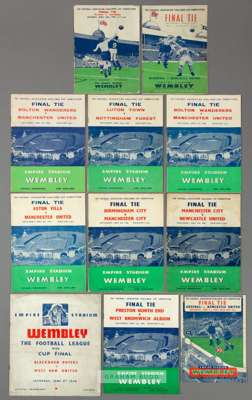 A collection of 11 Wembley F.A. Cup final programmes dating between 1940 and 1959,
 includes 1940 (War Cup), 1950, 1951, 1952, 1954, 1955, 1956, 1957,