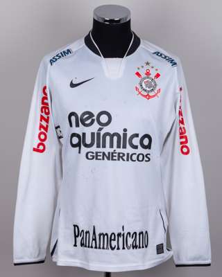 Ronaldo white No.9 Corinthians autographed long-sleeved shirt, 2009-10