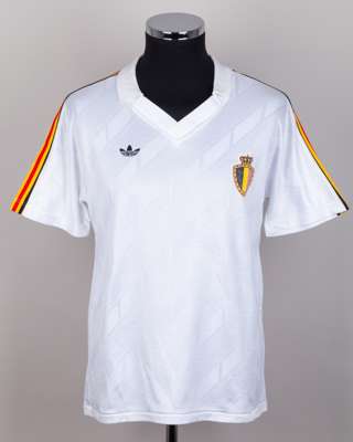 Rene Vandereycken white No.7 Belgium World Cup short-sleeved shirt, 1986
