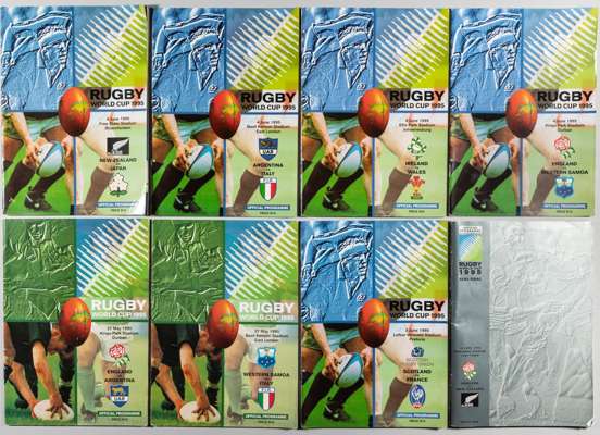 Rugby South Africa World Cup 1995 programmes/magazines,
 include very rare gold issue for final New Zealand v South Africa, incredible edition 320 pag