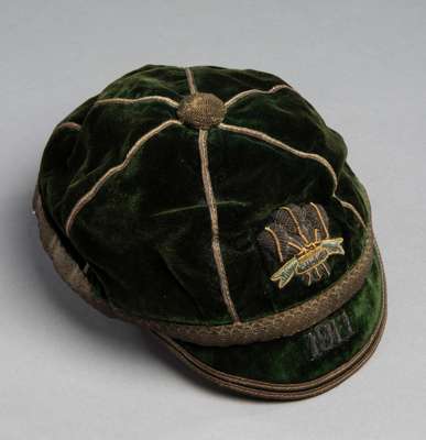 A Wales international representative sporting cap 1911, the green cap with Prince of Wales's Feathers and inscribed 1911  It is not known for which sp