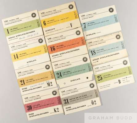 Eleven tickets from the 1958 World Cup in Sweden