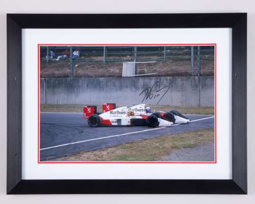 Alain Prost Signed 1989 Japanese Grand Prix Framed Print - Senna and Prost's Suzuka Showdown