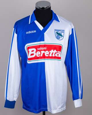 Blue and white No.8 Grasshopper Zurich long-sleeved shirt, 1997-98
