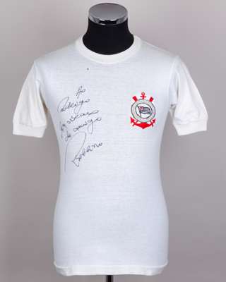 Rivellino white No.10 Corinthians autographed short-sleeved shirt, c.1970s