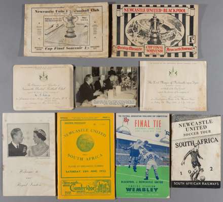 Collection of Newcastle United's George Robledo football programmes and memorabilia,
 comprising Newcastle United soccer tour of South Africa 1952 iti