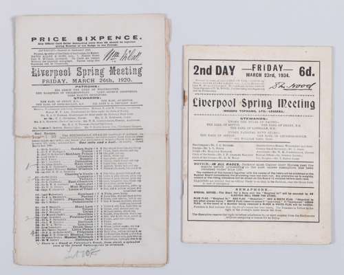 Two Grand National racecards for 1920 and 1934
