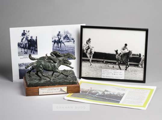 The Mildmay Memorial Steeplechase bronze trophy awarded to jockey Stan Mellor for winning on Stalbridge Colonist at Sandown Park in 1968,
 modelled as