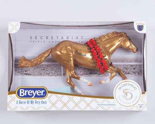 A Breyer model for Secretariat's Triple Crown 50th Anniversary signed by Ron Turcotte