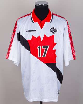 Canada - white and red No.17 Canada match issued short-sleeved shirt, 1996/97