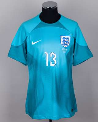 Sam Johnstone blue No.13 England v. Scotland goalkeeper shirt, 2023
