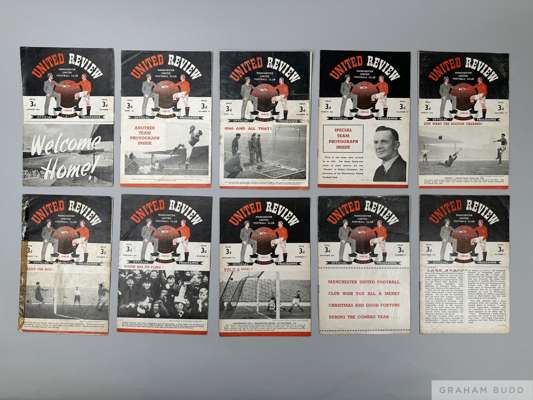 Complete run of Manchester United home league and F.A.Cup match programmes, 1949-50
 lacking Aston Villa, 8th March 1950, programme in fair/poor condi
