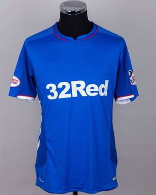 Ryan Jack blue No.8 Rangers short-sleeved shirt, 2018-19