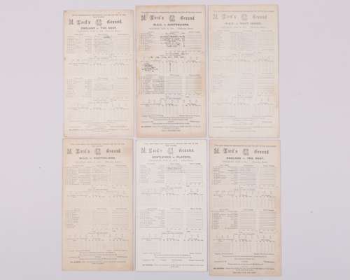 Six Lords score cards, 1924-1934