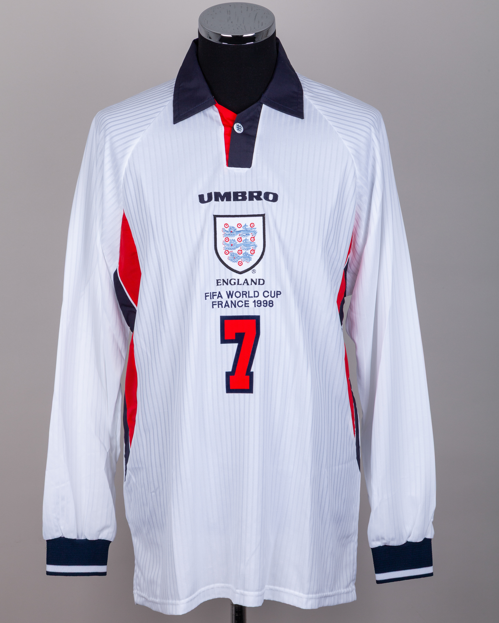 UMBRO FIFA WORLD CUP 98 代表モデル 7番 BECKHAM David Beckham white No.7 England World Cup issued long-sleeved