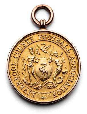 A 9ct gold Liverpool County Football Association Senior Cup Winners medal for Season 1928-29, won by Jimmy Gray of Liverpool FC, the circular medal wi