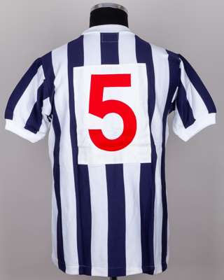 Blue and white No.5 West Bromwich Albion short-sleeved shirt, 1960s