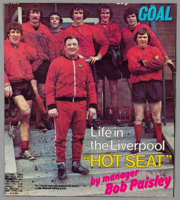 Liverpool Bob Paisley colour magazine cut-out,
 approx. 8 by 7in. of Paisley and Liverpool players in tracksuits at Melwood training ground, headed "L