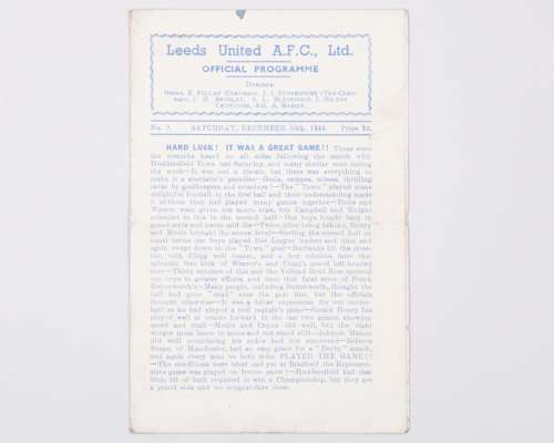 Leeds United v. York City match programme, 16th December 1944