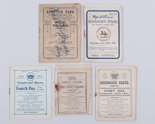 Five racecards dating between 1893 and 1919