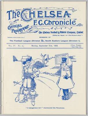 Programme Chelsea v Nottingham Forest 21st September 1908,
 Ex Bound Volume