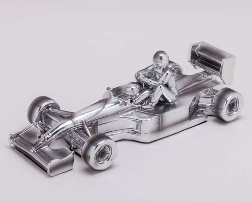 Nigel Mansell Signed Chromed Sculpture 'Taxi For Senna' 1991 Williams Renault FW14
