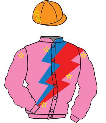 The British Horseracing Authority Sale of Racing Colours: PINK, RED and BLUE lightning bolts, YELLOW stars, ORANGE cap with YELLOW stars  PLEASE NOTE 