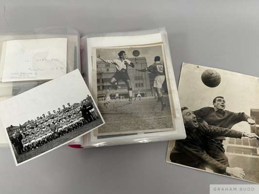 Photograph collection originally owned by Manchester United's John Aston senior,
 b&w press photographs, approx. 86, various sizes, one autographed, s