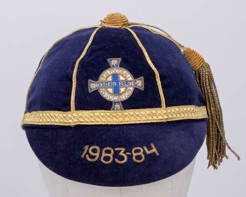 Pat Jennings blue Northern Ireland Finland International cap, 1983-84
