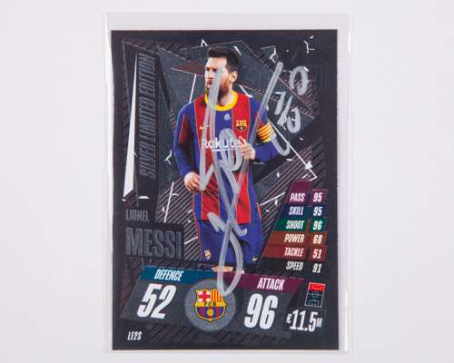 Lionel Messi autographed Barcelona Topps Match Attax Silver Limited Edition trading card