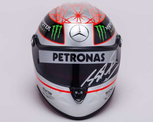 Michael Schumacher 2012 Signed Mercedes 1:2 Scale Schuberth Helmet - 300th Grand Prix