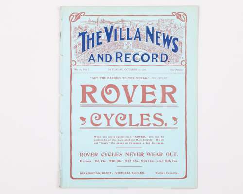 Aston Villa v. Middlesbrough, match programme, 27th October 1906