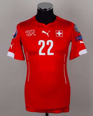 Fabian Schar red No.22 Switzerland short-sleeved shirt
