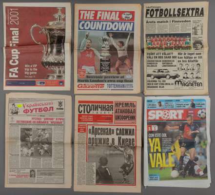 Newspaper and magazine archive relating to Arsenal FC, 
 large quantity of used and read newspapers and magazine, each bearing wear, (qty)