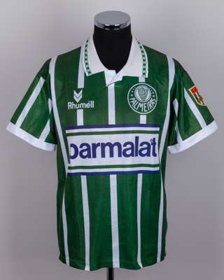 Rivaldo green and white No.11 Palmeiras match issued short-sleeved shirt, 1994