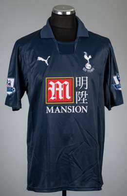 Gareth Bale navy Tottenham Hotspur no.16 away jersey, season 2007-08,
 Puma, short-sleeved with BARCLAYS PREMIER LEAGUE sleeve badges, club crest embr